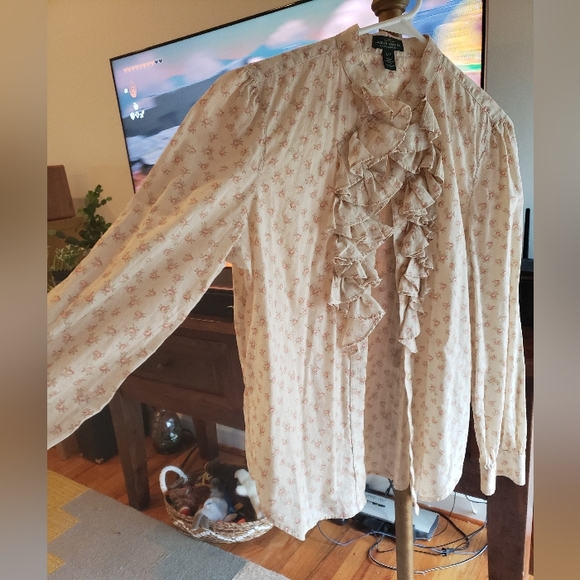 Laruen Ralph Lauren Floral Feminine Button Up Blouse Large L - Picture 3 of 6